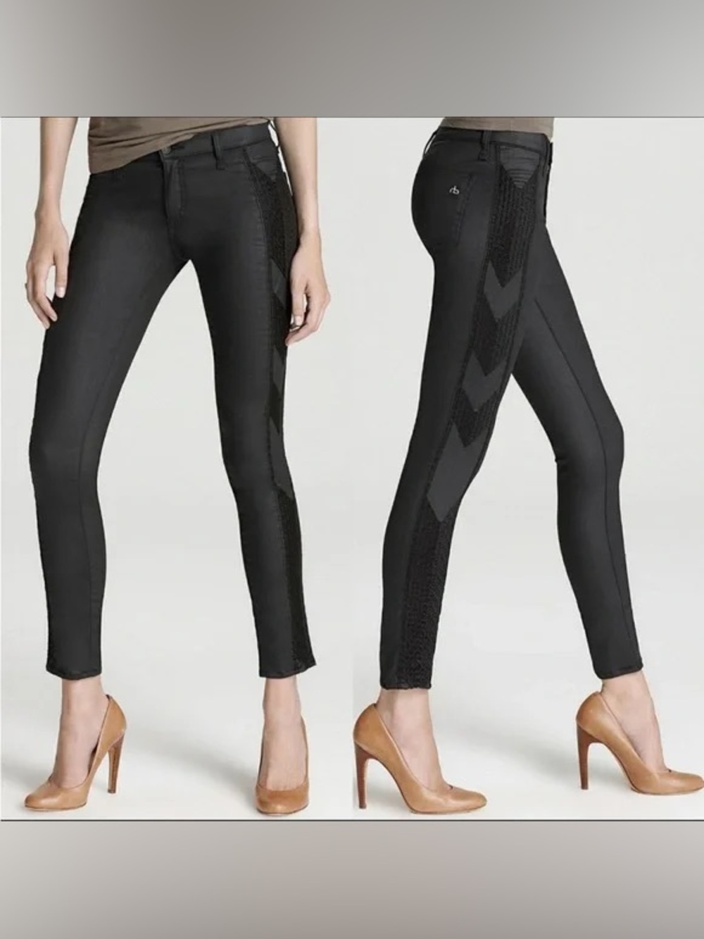 rag and bone Raja Shoreditch Skinny Side Embroidered Jeans in Black (31's)